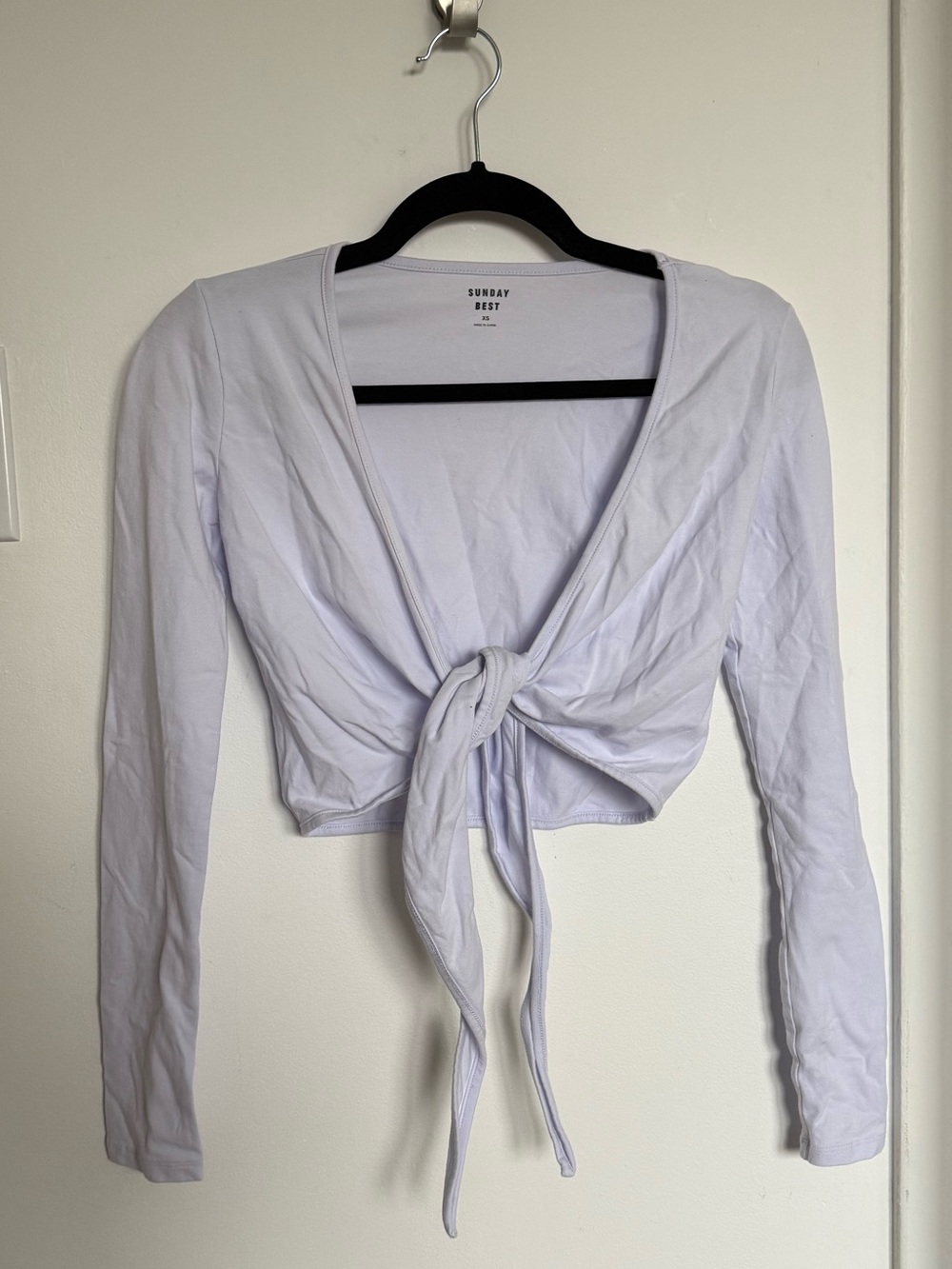 Sunday Best Tie-Front Long Sleeve Crop Top